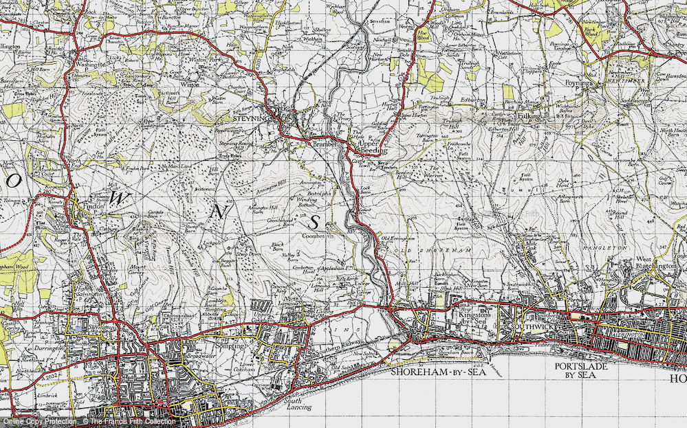 Old Map of Historic Map covering Winding Bottom in 1940