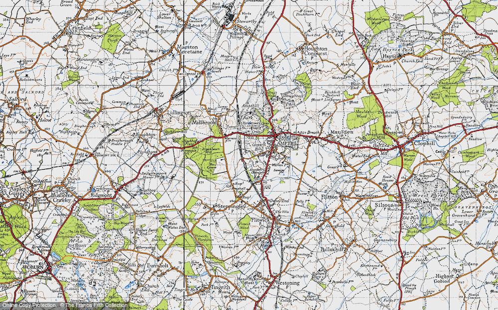 Old Map of Historic Map covering Ampthill Grange in 1946