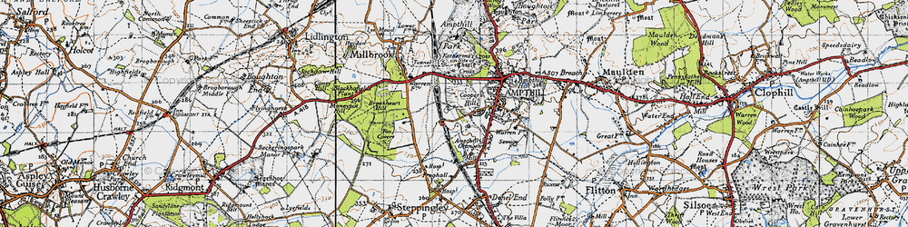 Old map of Ampthill Grange in 1946