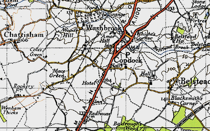 Old map of Copdock in 1946