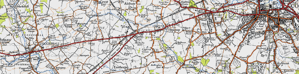 Old map of Copford in 1945