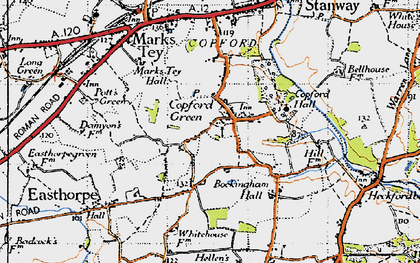 Old map of Copford Green in 1945