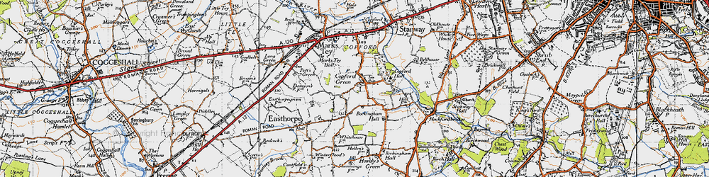 Old map of Copford Green in 1945