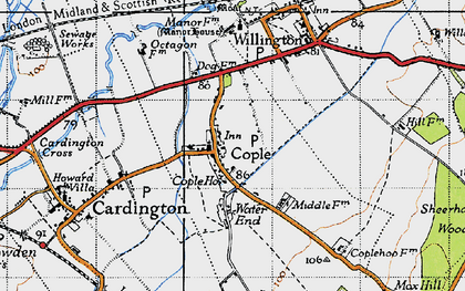 Old map of Cople in 1946