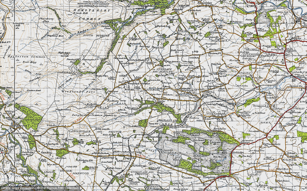 Old Map of Historic Map covering Bracken Hill in 1947