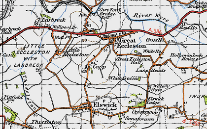 Old map of White Crosses in 1947