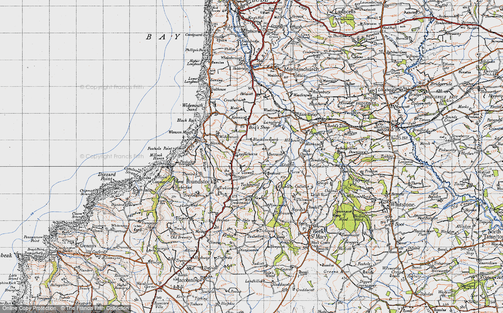 Old Map of Historic Map covering Burracott in 1946