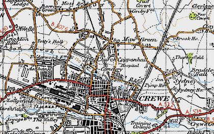Old map of Coppenhall in 1947