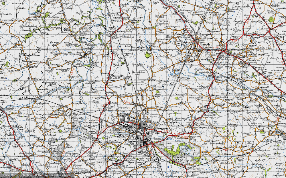Old Map of Coppenhall Moss, 1947 in 1947