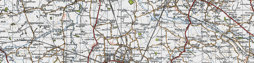 Old map of Coppenhall Moss in 1947