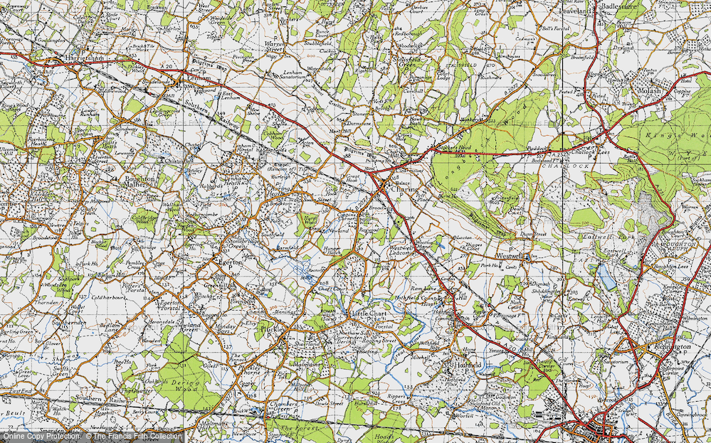 Old Map of Coppins Corner, 1940 in 1940