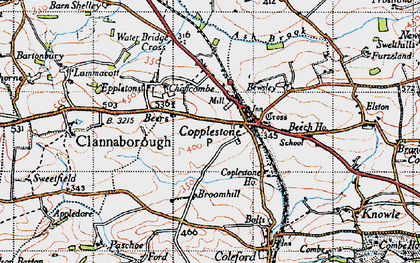 Old map of Copplestone in 1946