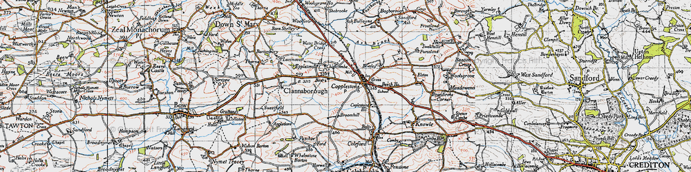 Old map of Copplestone in 1946