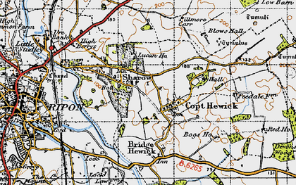 Old map of Copt Hewick in 1947