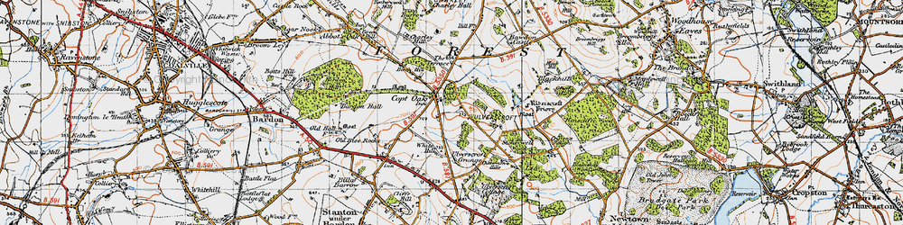 Old map of Copt Oak in 1946