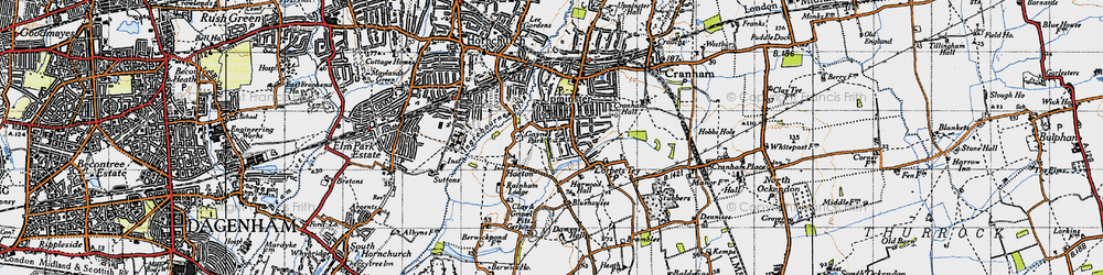Old map of Corbets Tey in 1946