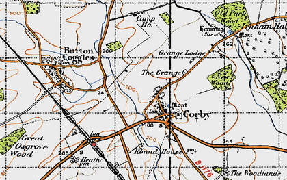 Old map of Corby Glen in 1946