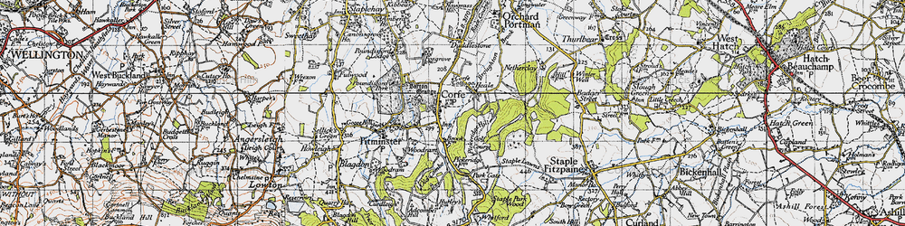Old map of Corfe in 1946