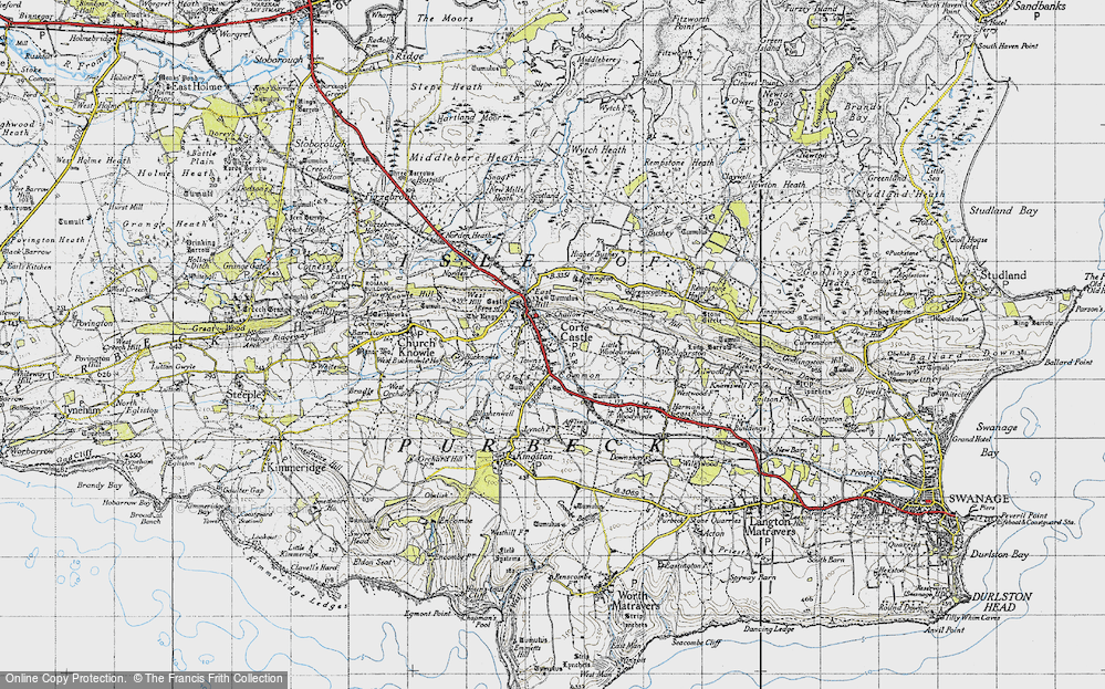 Old Map of Corfe Castle, 1940 in 1940