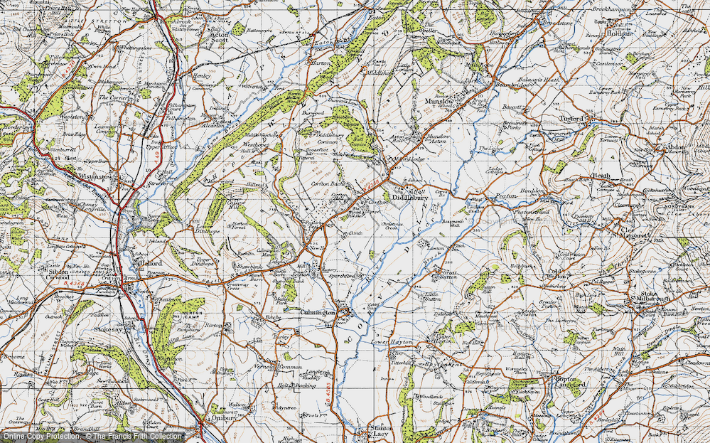 Old Map of Corfton, 1947 in 1947