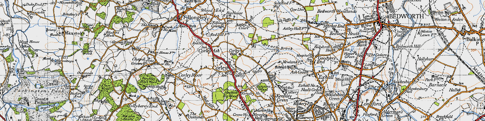 Old map of Corley in 1946