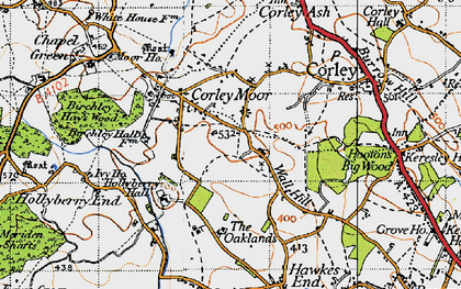 Old map of Corley Moor in 1947
