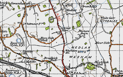 Old map of Bradkirk Hall in 1947