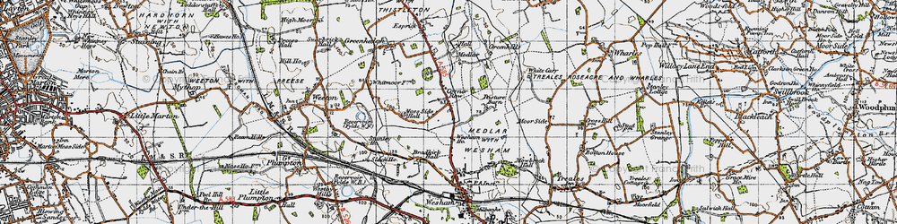 Old map of Corner Row in 1947