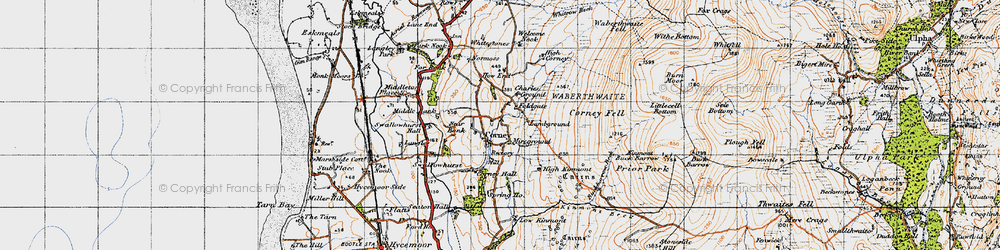 Old map of Buckbarrow Beck in 1947