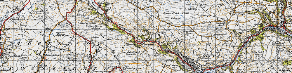 Old map of Cornholme in 1947