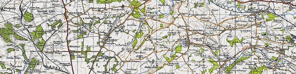 Old map of Cornsay in 1947