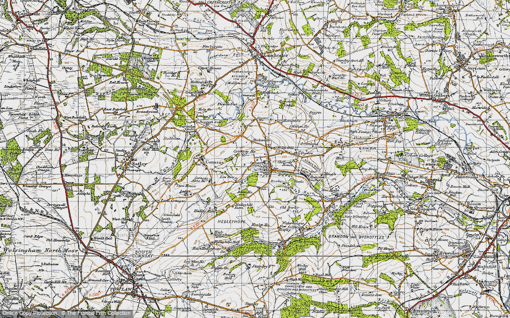 Old Map of Historic Map covering Wilk's Hill in 1947