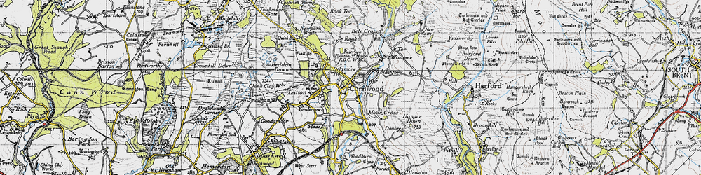 Old map of Cornwood in 1946