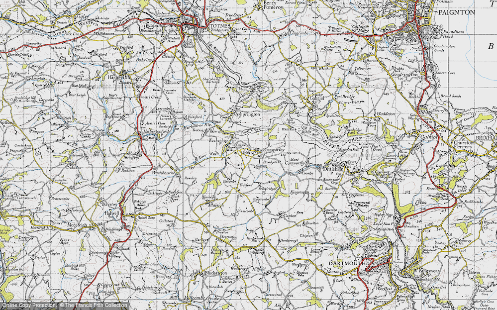 Old Map of Historic Map covering Broadridge in 1946
