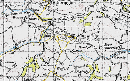 Old map of Cornworthy in 1946