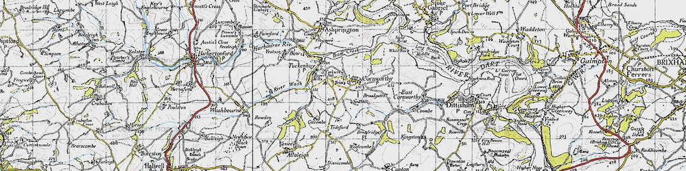 Old map of Cornworthy in 1946