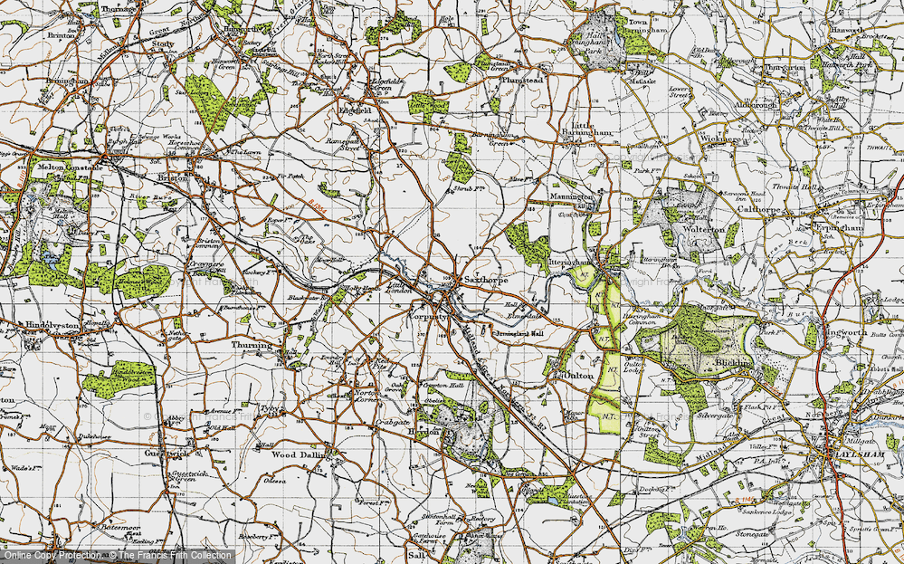 Old Map of Corpusty, 1945 in 1945