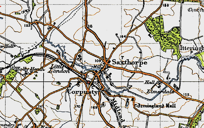 Old map of Corpusty in 1945