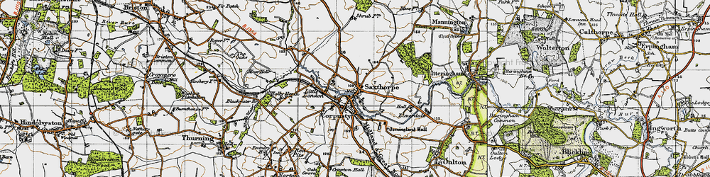Old map of Corpusty in 1945