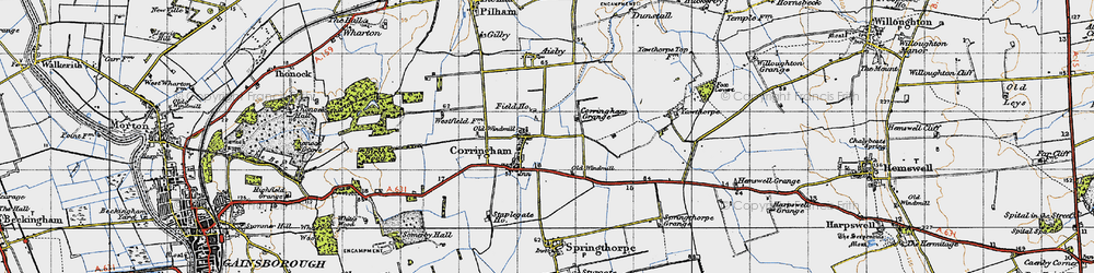 Old map of Corringham in 1947