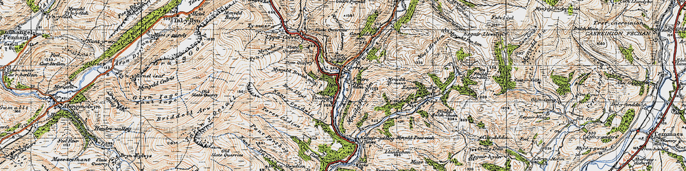 Old map of Corris in 1947