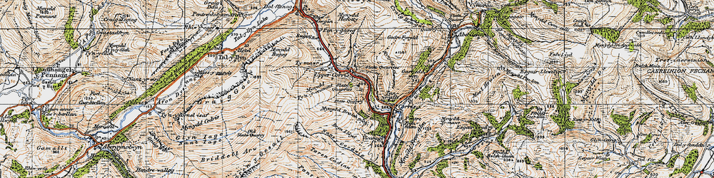 Old map of Corris Uchaf in 1947