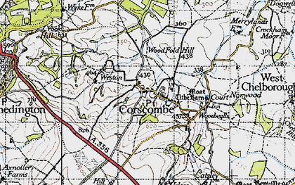 Old map of Corscombe in 1945