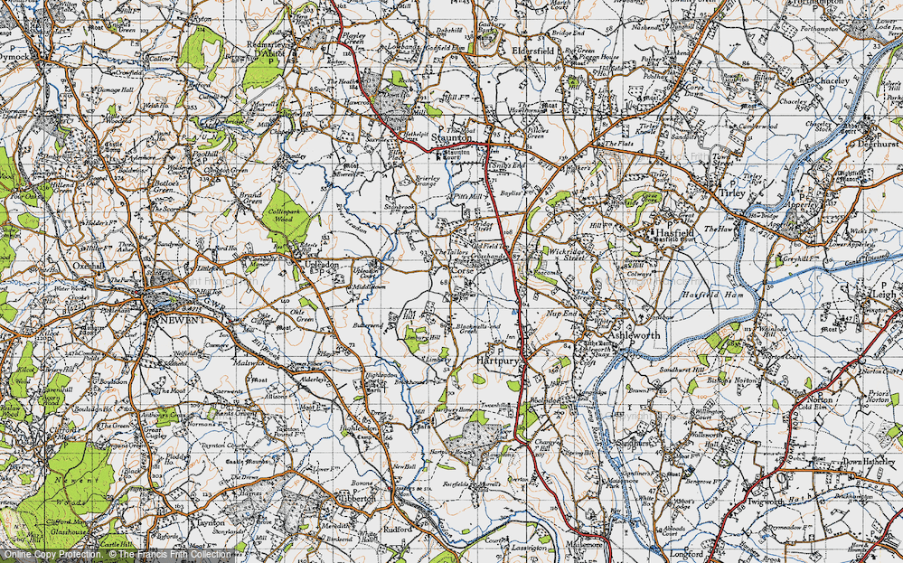 Old Map of Historic Map covering Buttersend in 1947