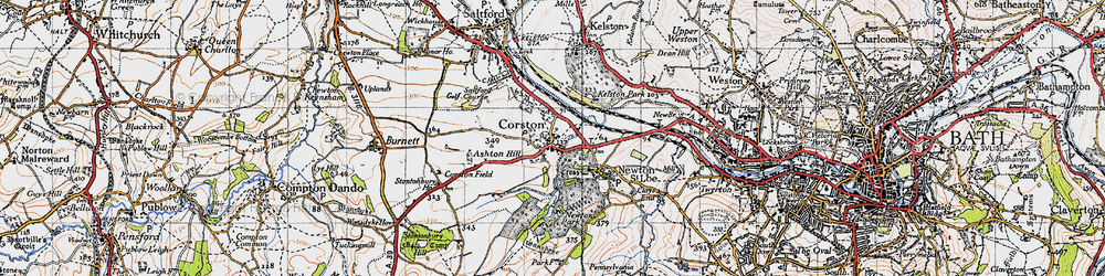 Old map of Corston in 1946