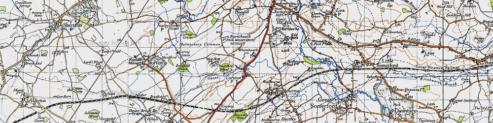 Old map of Corston in 1947