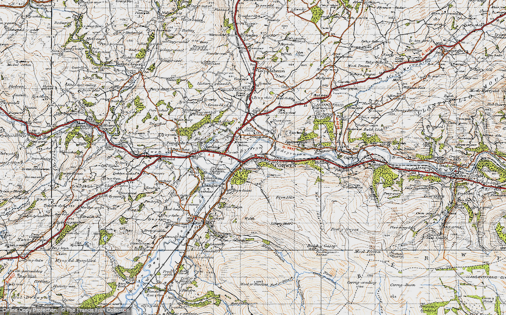 Old Map of Historic Map covering Bryn Saint in 1947