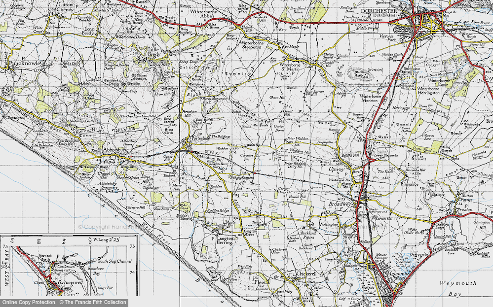 Old Map of Historic Map covering Bench in 1946