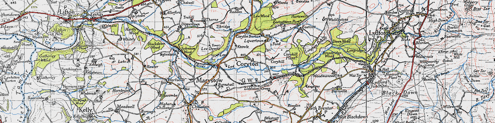 Old map of Lee Downs in 1946