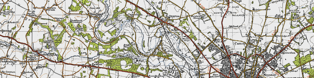 Old map of Costessey in 1945